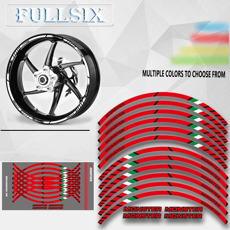 

12 X Thick Edge Outer Rim Sticker Stripe Wheel Decals FIT all DUCATI MONSTER 695 696 796 1100 1100S 797 821 795