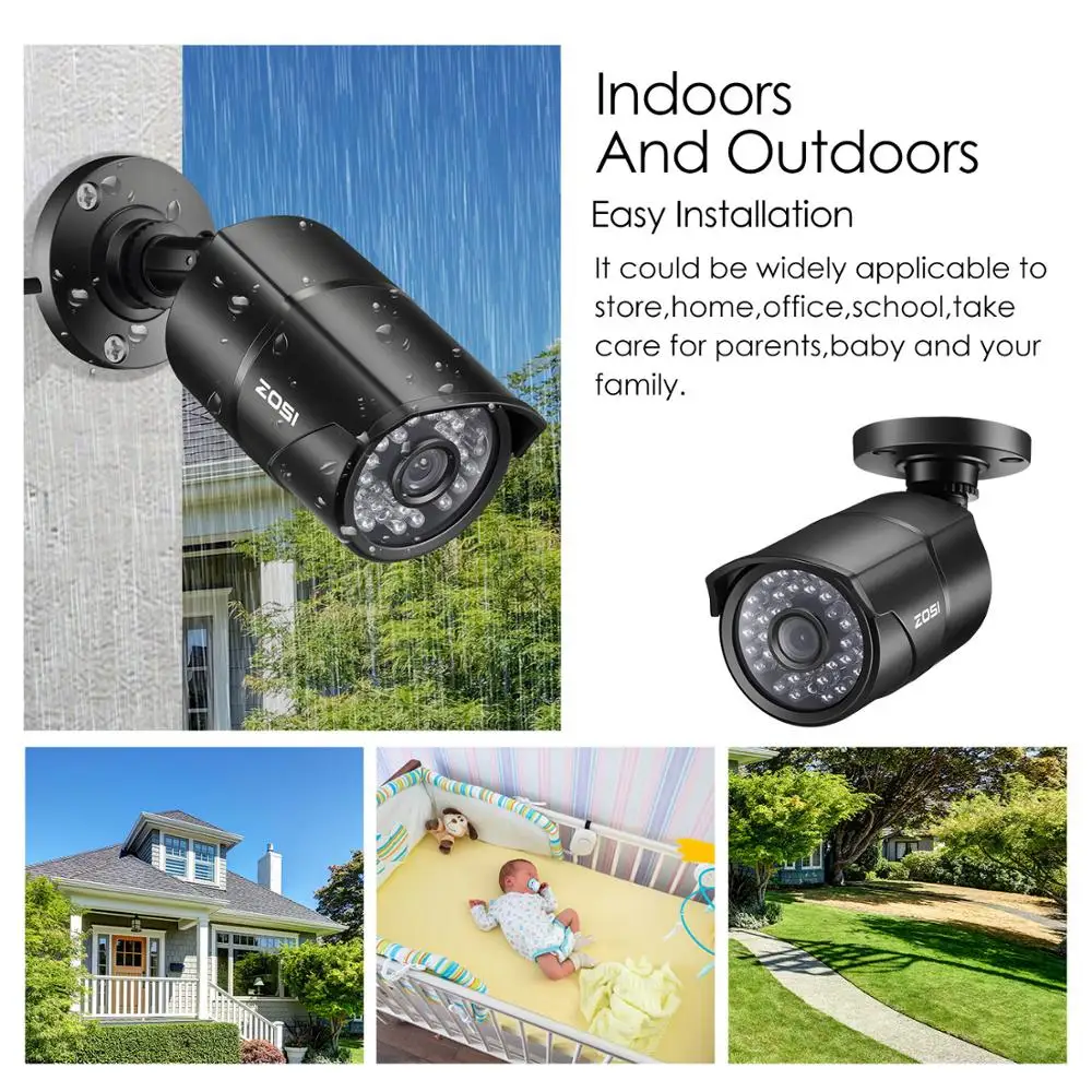 ZOSI 8CH 1080P POE NVR Kit POE CCTV System 4PCS Outdoor Security PoE IP Camera IP67 Waterproof P2P Onvif Surveillance System