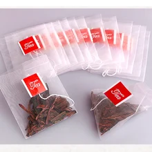 100 шт./лот, новинка, нейлоновый пустой пакетик для заварки чая, фильтр для трав и специй, пакетики с нитками, бытовые чайные пакетики, 5,8*7 см, 6,5*8 см, 7,5*9 см