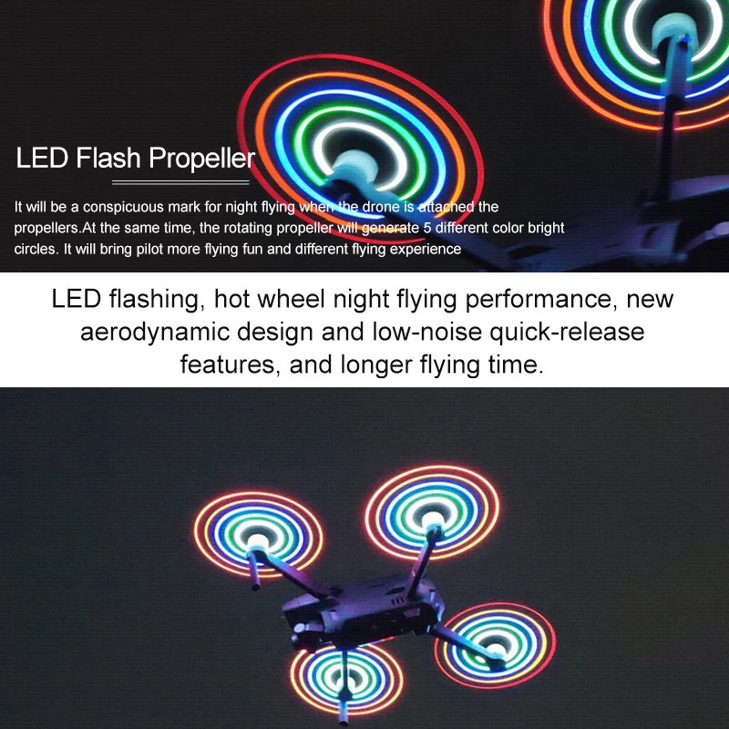 1 Pairs LED Light Propeller Chargeable Propellers For DJI Mavic 2 Pro/Zoom Drone Accessories Low noice Quick-Release Blades
