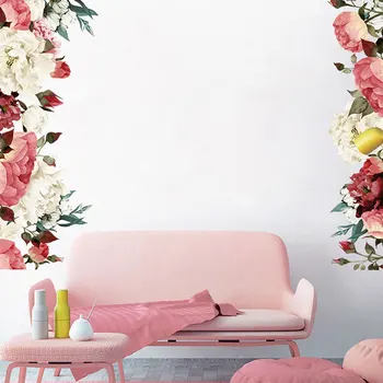 

Peony Rose Flowers Wall Sticker Red with White Color Flower Art Nursery Decals Kids Room Interior Decoration Decals Wallpaper