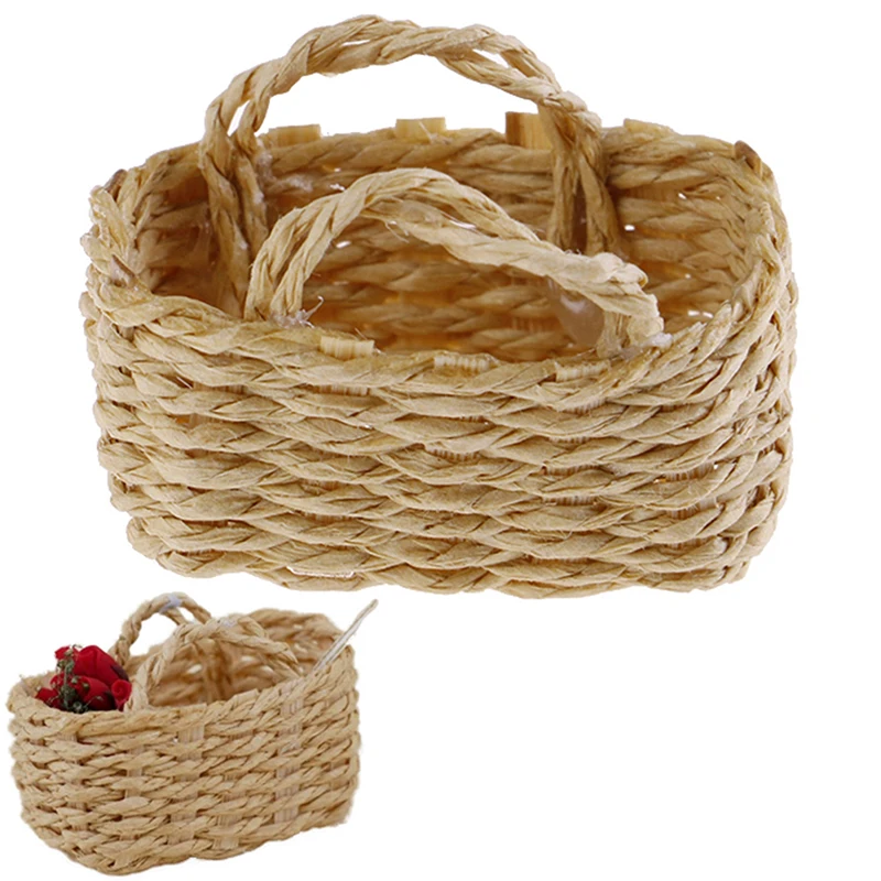 1/12 Mini Cute Dollhouse Rattan Frame Hand-woven Vegetable Food Basket Dolls Miniature Decoration | Игрушки и хобби