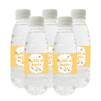 

10pcs/lot Happy Bee Day Party Decoration Water Bottle Stickers Daddy/Mommy to be Gender Reveal Long Stickers Labels