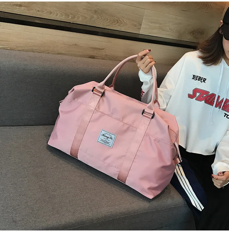 Wholesale Solid Color One-Shoulder Handbag Fashion Simple Nylon Cloth Large Capacity Travel Bag Gym Bag Manufacturers Direct Sel