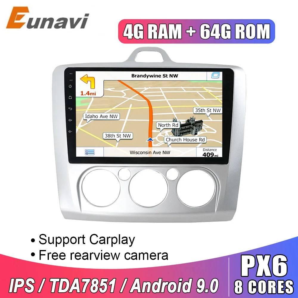 Eunavi 2 din 9 дюймов Android 9 автомобильный Радио мультимедийный плеер gps навигация для Ford focus 2 2004-2011 2din стерео головное устройство ips BT Eunavi 2 din 9 дюймов Android 9 автомобильный Радио мультимедийный плеер gps навигация для Ford focus 2 2004-2011 2din стерео головное устройство ips BT