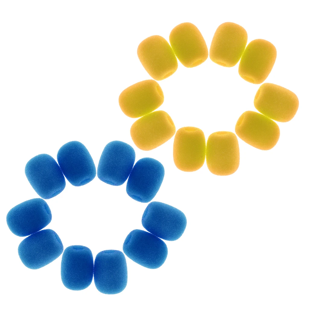 20 Pieces Mini Microphone Sponge Windscreens Mic Wind Muff DIY Yellow+Blue