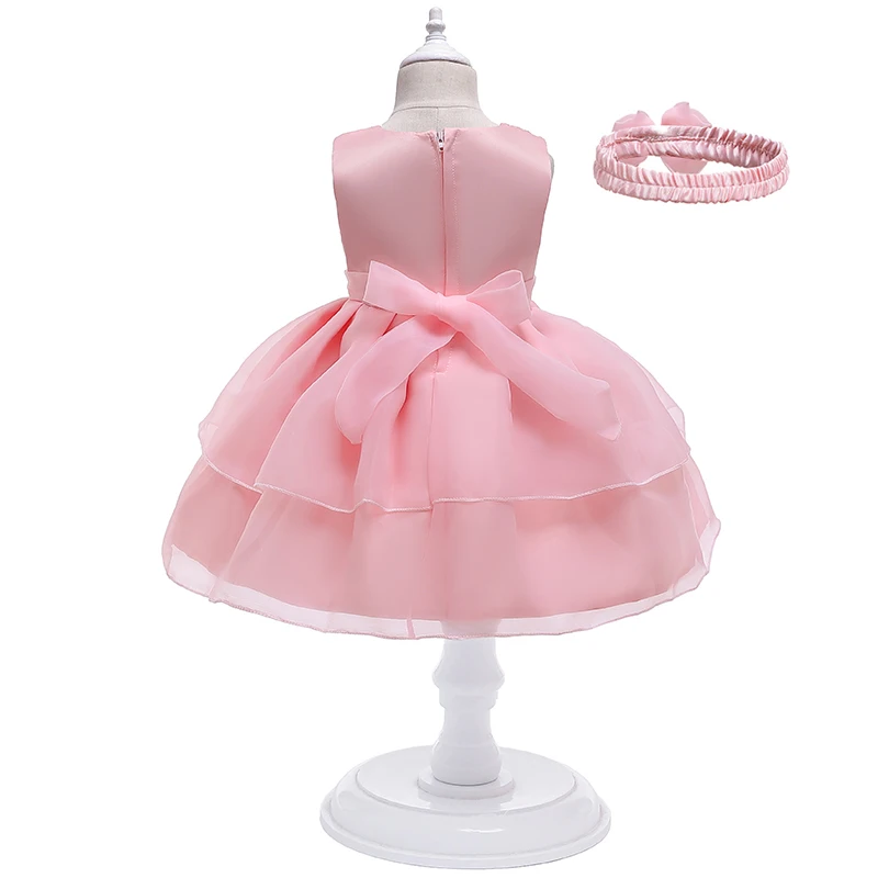 Baby Girl Party Wedding Bridesmaid Child Dress Festival Princess Bow Dresses For 0-2Y Children Custome Ball Gown Clothes