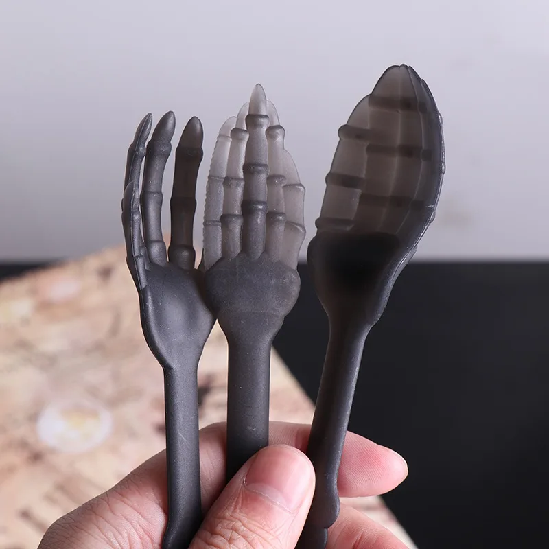 Набор пластиковых столовых приборов 3 шт./компл. в виде черепа новинка украшение