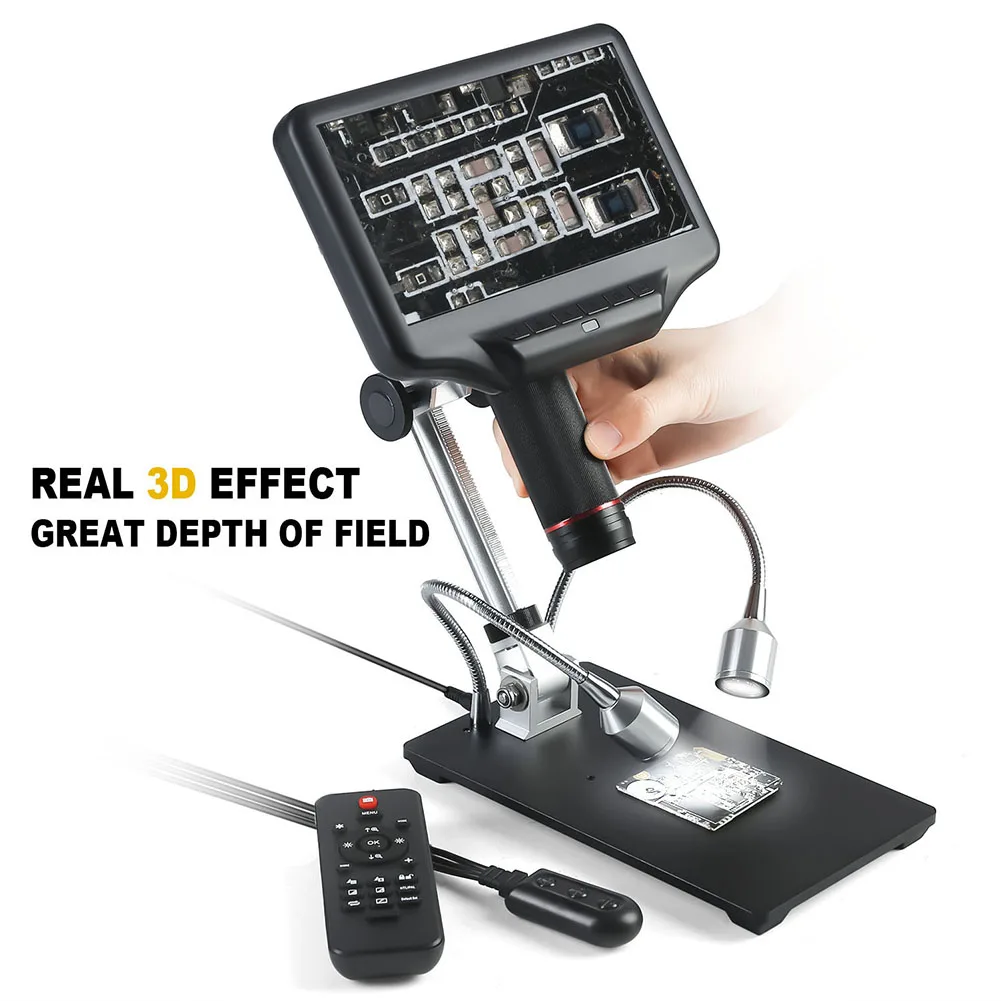 

3D HDMI Digital Microscope with 4MP UHD 7 inch Adjustable LCD Screen for Phone Repairing and Soldering