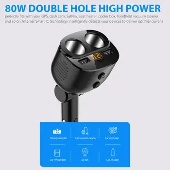 

2 Way Car Cigar Lighter Socket Splitter Dual USB + Type-C 12V Power Adapter 53 * 68 * 123MM Brand New And High Quality