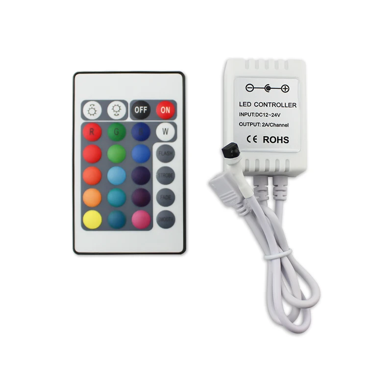 Contrôleur de bande lumineuse led sans fil, logiciel de contrôle à distance 24 touches, IR RGB DC12-24V, simple, bluetooth