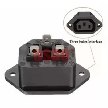 

Universal Black copper 10A 250V IEC320-C13 embedded computer chassis AC power socket with ear screw hole fixed industrial socket