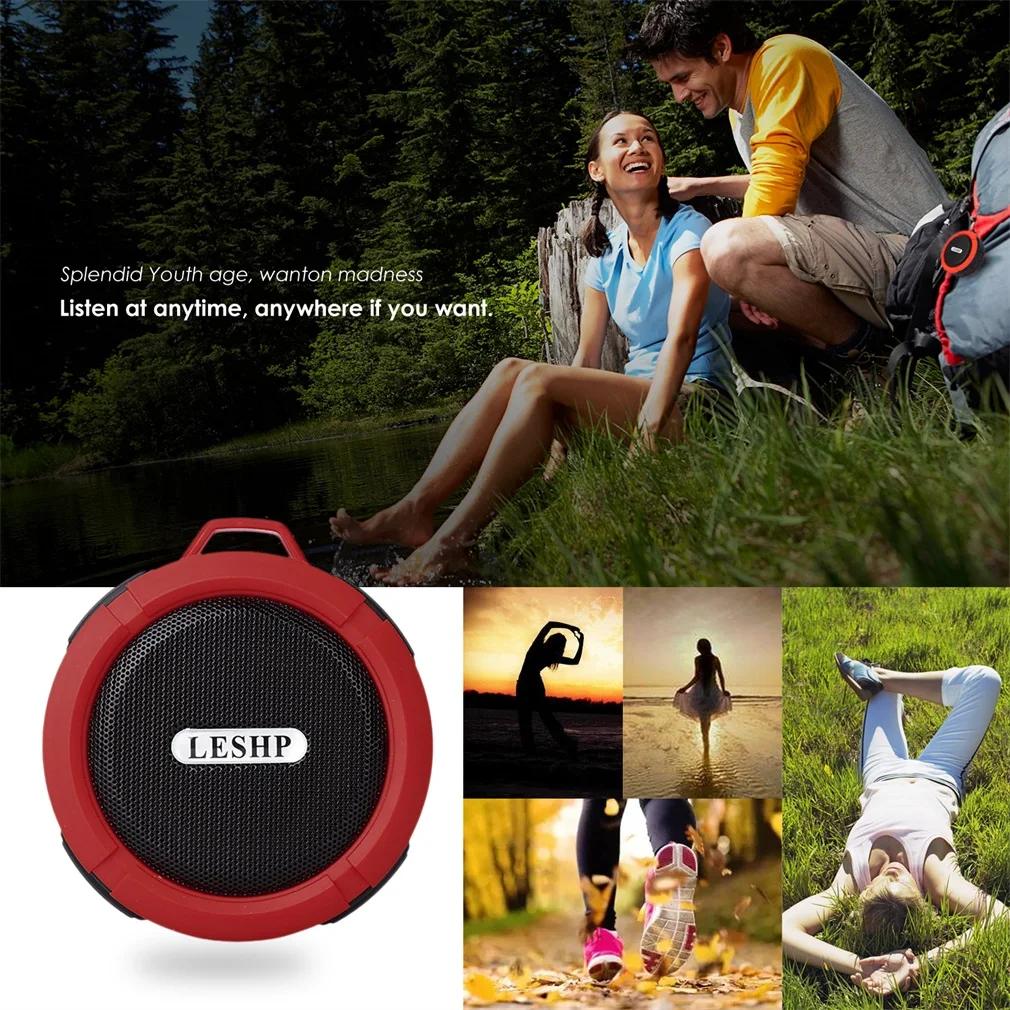 LESHP Wireless Bluetooth Speaker With Calls Handsfree and Suction Cup Waterproof Bluetooth Shower Speaker Potable Vedio Speaker