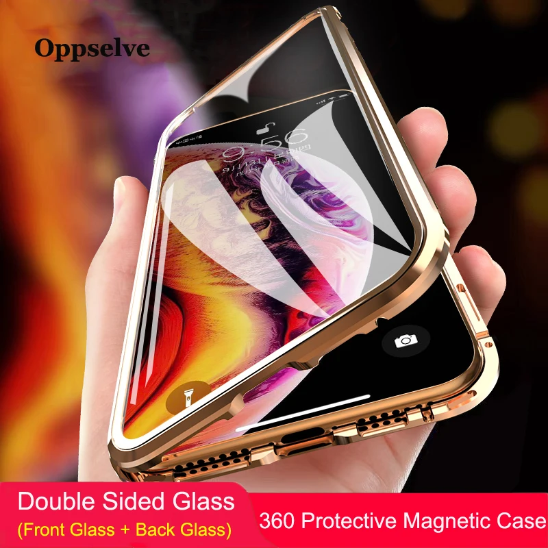 360 двухсторонний стеклянный Магнитный адсорбционный чехол для телефона для iPhone XR XS Max X 8 7 6 6S Plus металлическое закаленное стекло с магнитом Capinhas