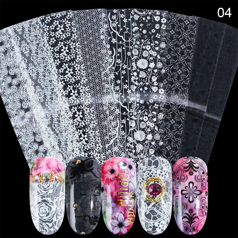 Pattern 4 10 шт. наклейки-лак для ногтей смешанный цветок розы переводная Фольга для ногтей Переводные Слайдеры для дизайна ногтей дизайн маникюра - Цвет: Pattern 4