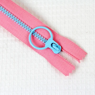 pink blue 3# Closed End Resin Zippers Pull Ring Zip Slider Head for DIY Handmade Crafts Sewing Bags Wallet Purse Cloth Accessories zipper - Цвет: pink blue