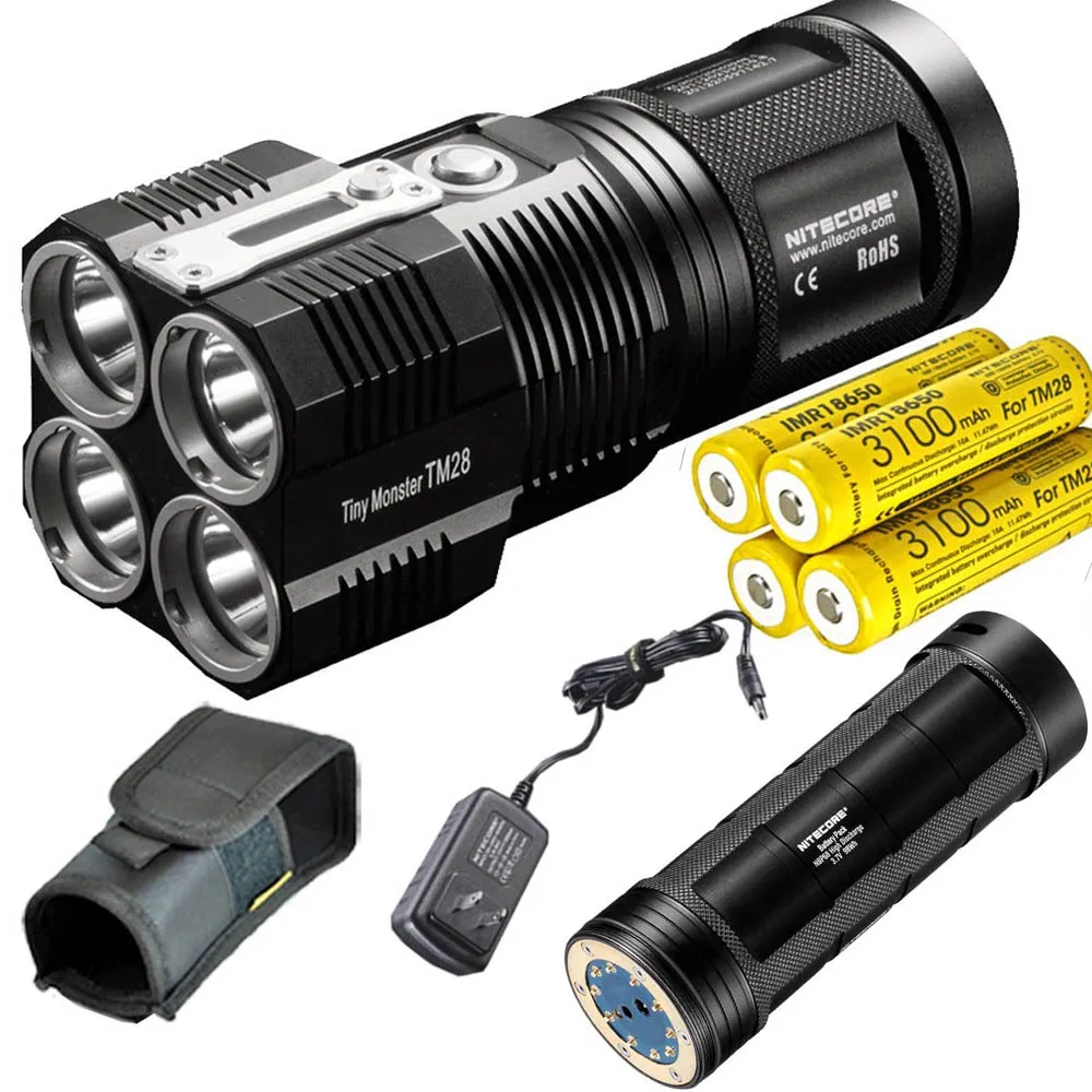 Перезаряжаемый модный фонарь NITECORE TM28 4 * CREE XHP35 HI LED max 6000 люмен прожектор 8 режимов