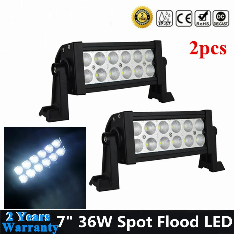 

2pieces LED Bar 7Inch 36W Dual Row Flood Spot Beam LED Work Light For Offroad 4x4 4WD ATV SUV Driving Fog Lights Straight 12V