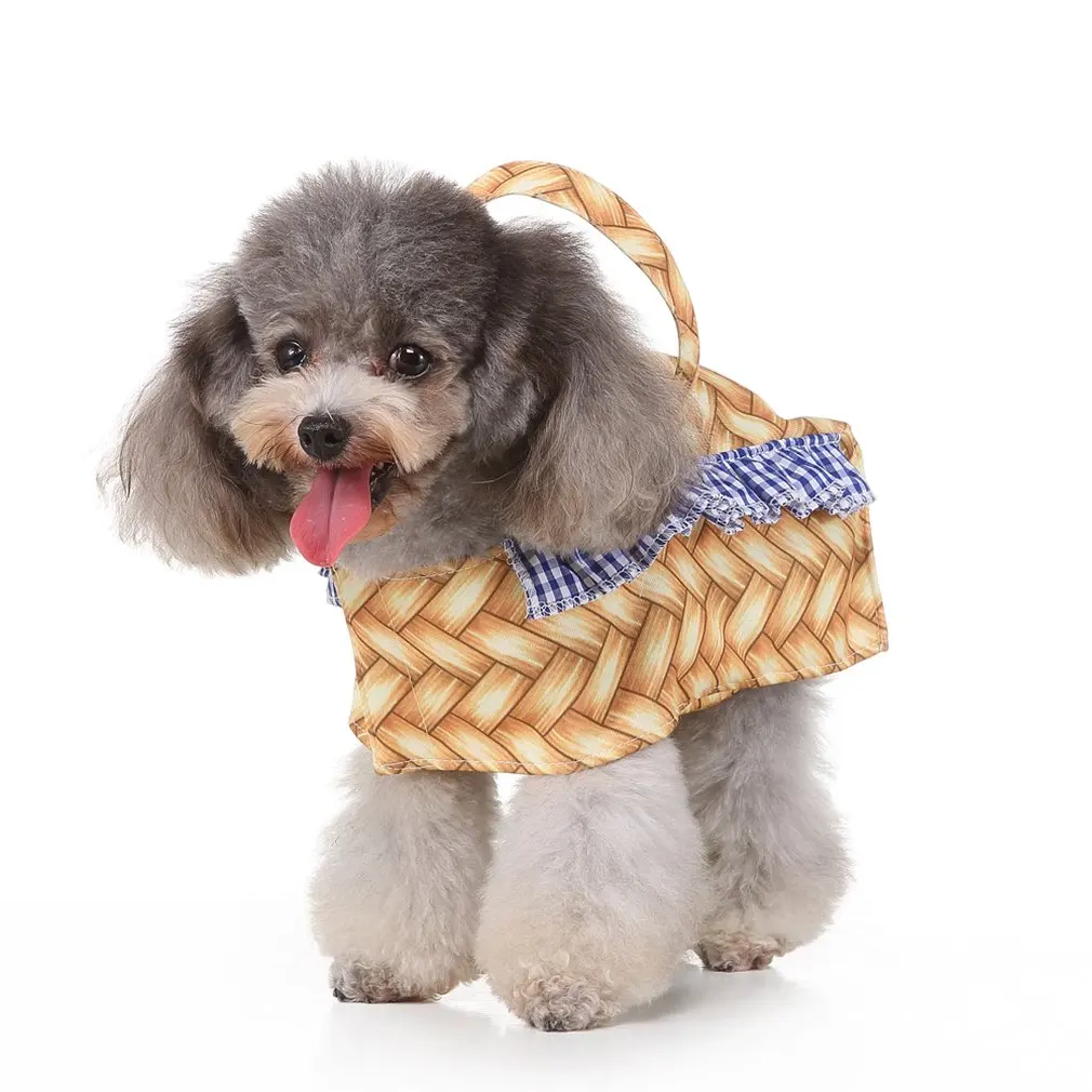 Christmas Dog Hand-held Basket Uniform Christmas Puppy Hand-held Basket Uniform Christmas Dog Clothes