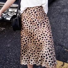 Микро рыбий хвост юбка Леопардовый принт длиной до колена с оборкой, с высокой посадкой женщин тонкий XL XXL Лето Новое поступление Мода