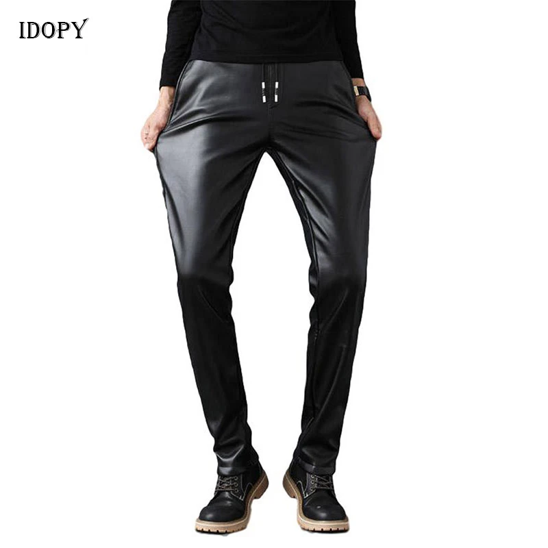 faux leather drawstring trousers