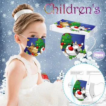 

Non-woven 20PCS Disposable Face Mask Fashion Christmas Children Print Breathable Patterned Mouths Mouth Mask With Design Masque