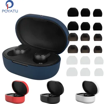 

POYATU Earbuds +Case for Xiaomi RedMI Airdots TWS Bluetooth Silicone Ultra-thin Shockproof Case Ear Tips Replacement Eartips