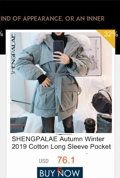 SHENGPALAE высокое качество пуховик женский длинный рукав с капюшоном пояс белый утиный пух осень зима теплая куртка FU088