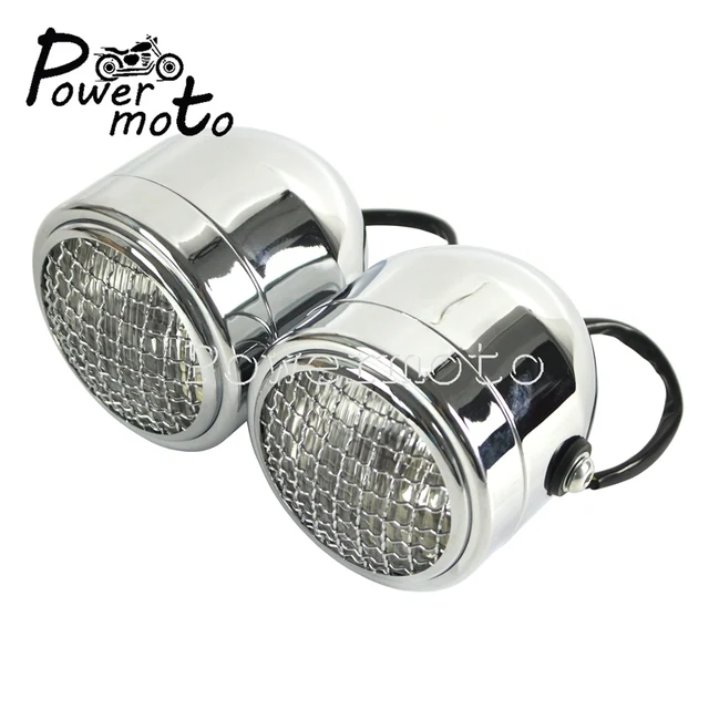 Details about   Dominator Dual Motorcycle 3.5'' Twin Headlight W/Metal Mesh Grill Guard Cover