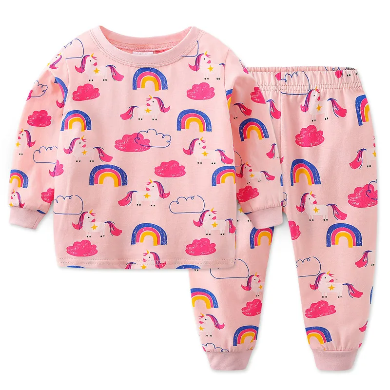 Jumpingbaby/ г.; пижамы для девочек с единорогом; Пижама с единорогом; infantil; детская ночная рубашка; Koszula Nocna; пижамный комплект; Gecelik - Цвет: P8092 unicornio
