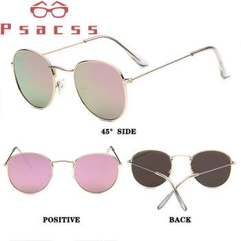Psacss 2019 Sunglasses Women/Men Vintage Small Frame Round Brand Designer Metal Sun Glasses  lentes/gafas de sol hombre 3447 6