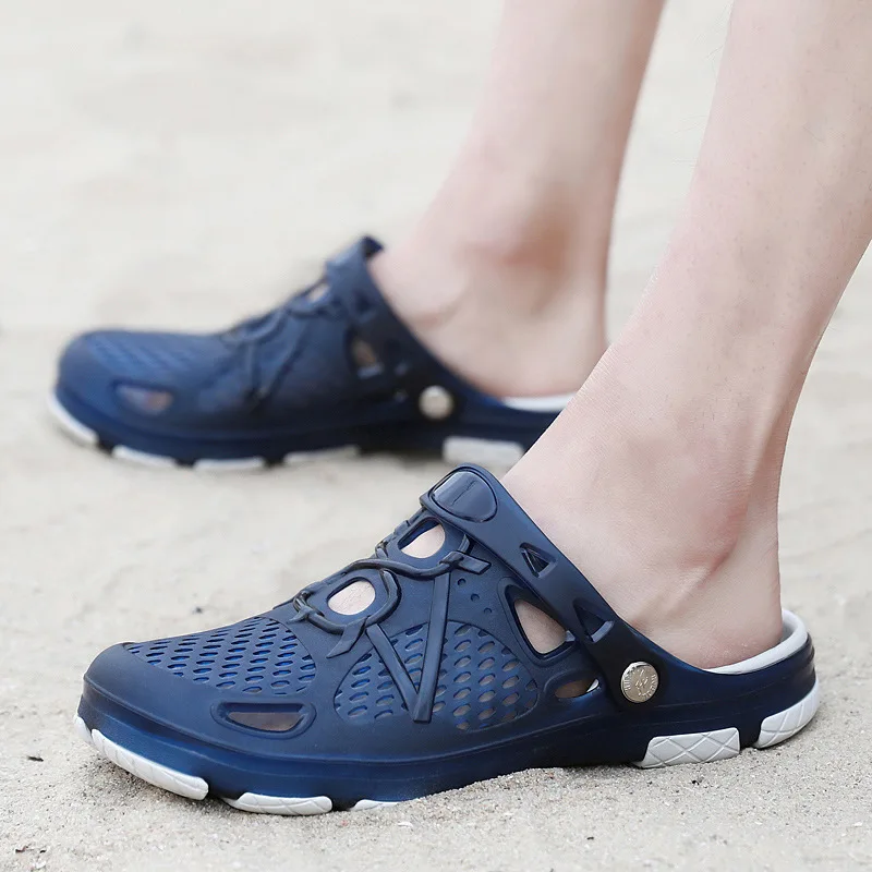 

MEN'S Slippers Autumn Gel Shoes Breathable Beach Sandals Lightweight Anti-slip Large Size Men Translucent Porous Shoes