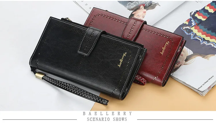 Baellerry, Новое поступление, женские кошельки, высокое качество, выдалбливают, Длинный кошелек из искусственной кожи держатель для карт, кошелек на молнии для женщин