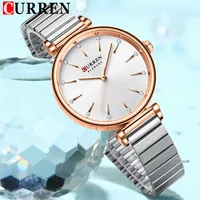 CURREN Women Watch Top Brand Luxury Gold Female Waterproof Clock Silver Stainless Steel Bracelet Simple Ladies Wristwatch 9081 1