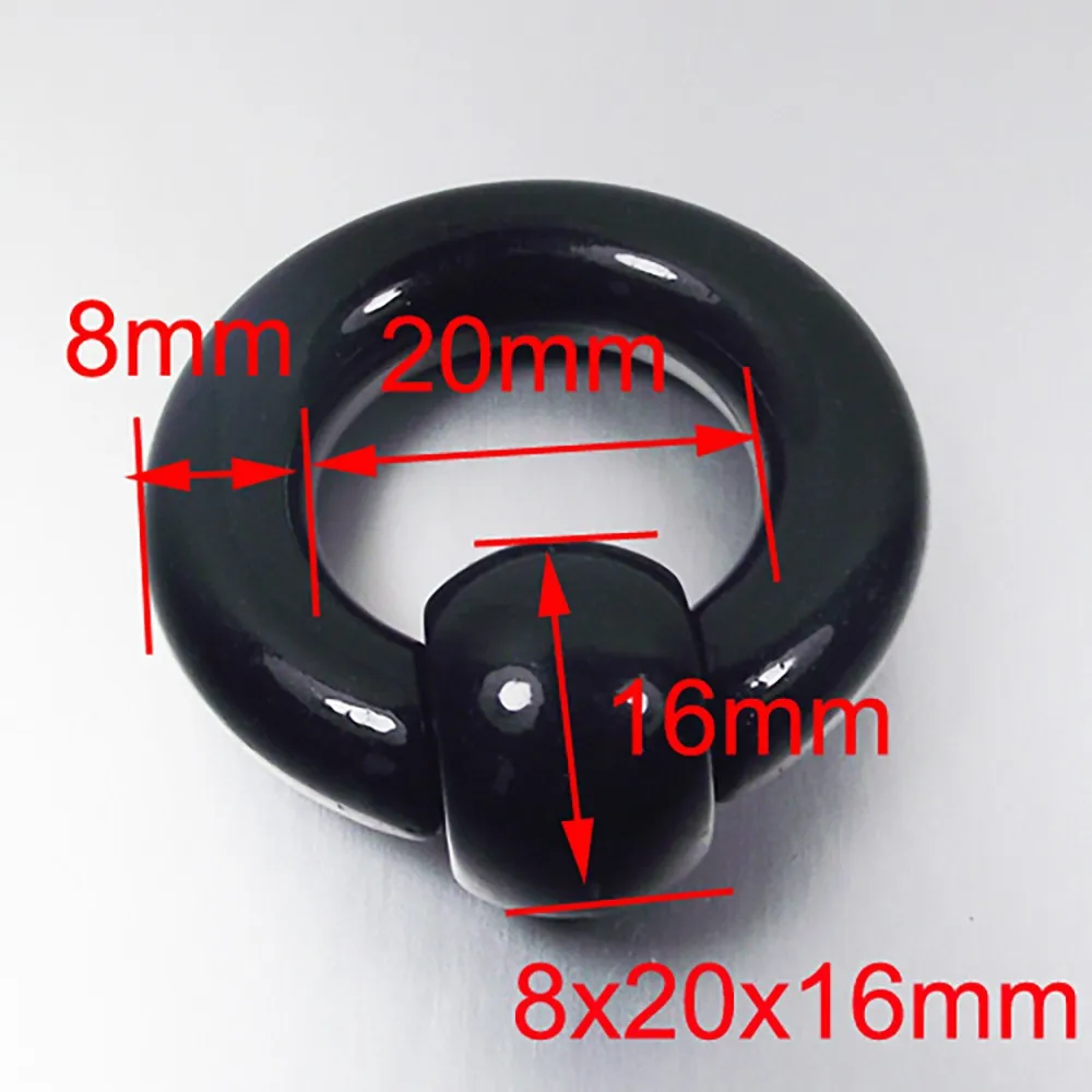 1PC Schwarz Acryl Große Große Größe BCR Riesige Captive Bead Ring Ohr Taper Plug Expander Guauge Männliche Nase ring Piercing Körper Schmuck – Detail 3