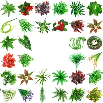 

Plastic Artificial Flower Imitation Plants Artificial Green Plant Background Wall Accessories Fake Grass Indoor Decor