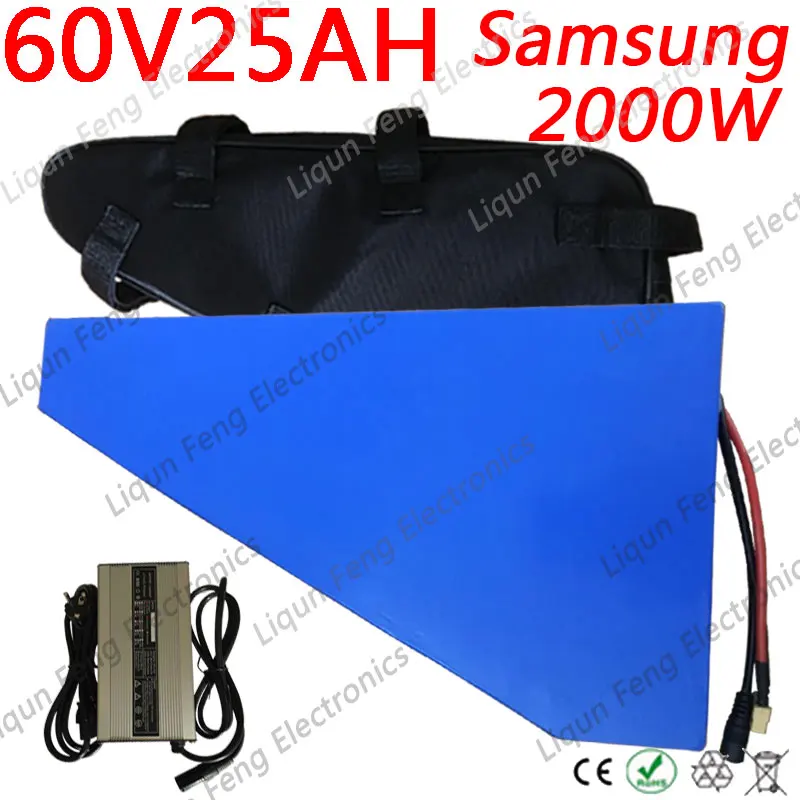60V Треугольники Батарея 60V 25AH 28AH использовать SANYO литиевая Батарея 60V 30AH Треугольники Электрический велосипед Батарея с 50A БМС+ 5A заряда
