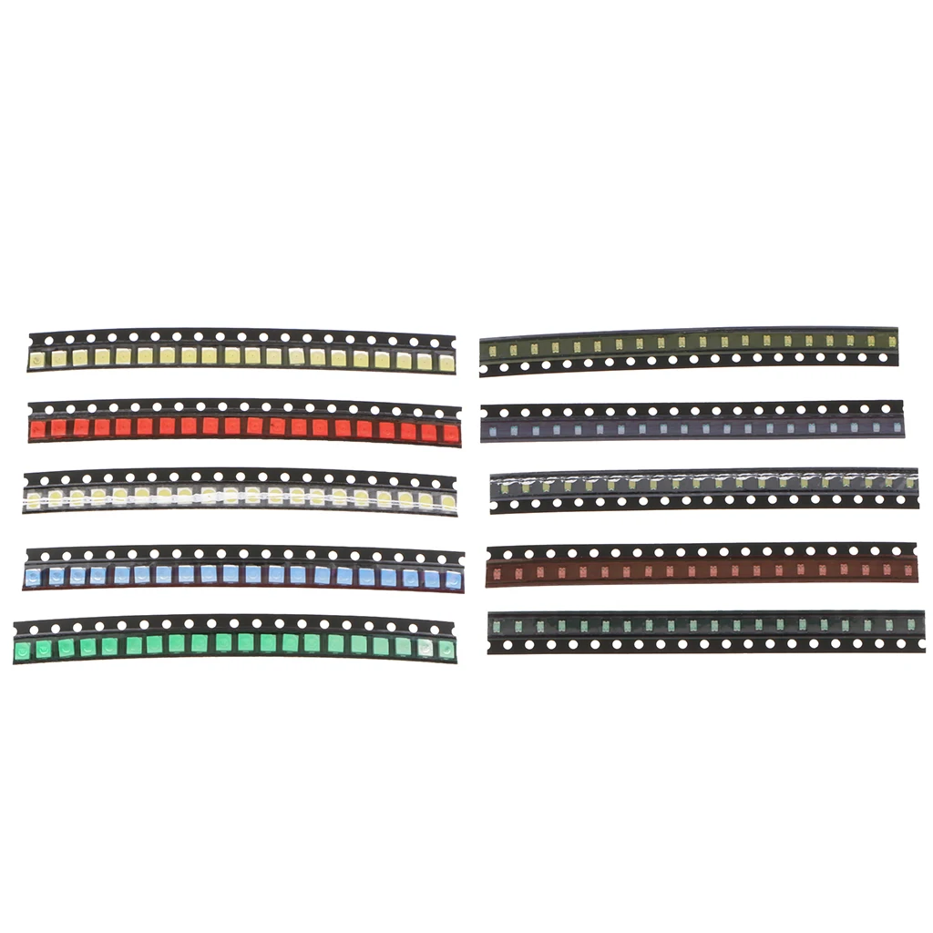 200 Pcs SMD LED Diode Lights Assorted Kit(Mini Chip for PCB DC 20mA) Super Bright Lighting Bulb Lamps Electronics Components