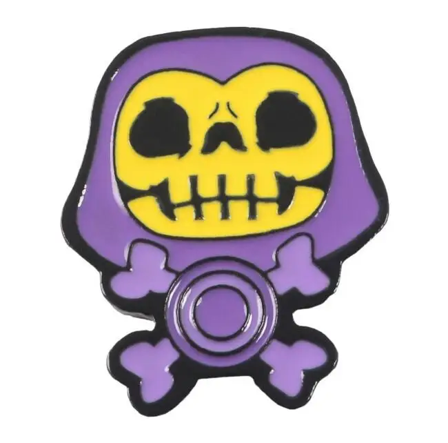 9 стилей Skeletor фиолетовый капюшон эмалированная булавка мастера Вселенной значок брошь сумка Одежда лацкан булавка классический мультфильм ювелирные изделия - Окраска металла: F