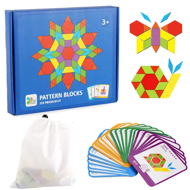  US $11.16  155 PCS/Set DIY Wooden Puzzle Jigsaw Building Tangram Toys For Children Creative Shape Cognition Ea