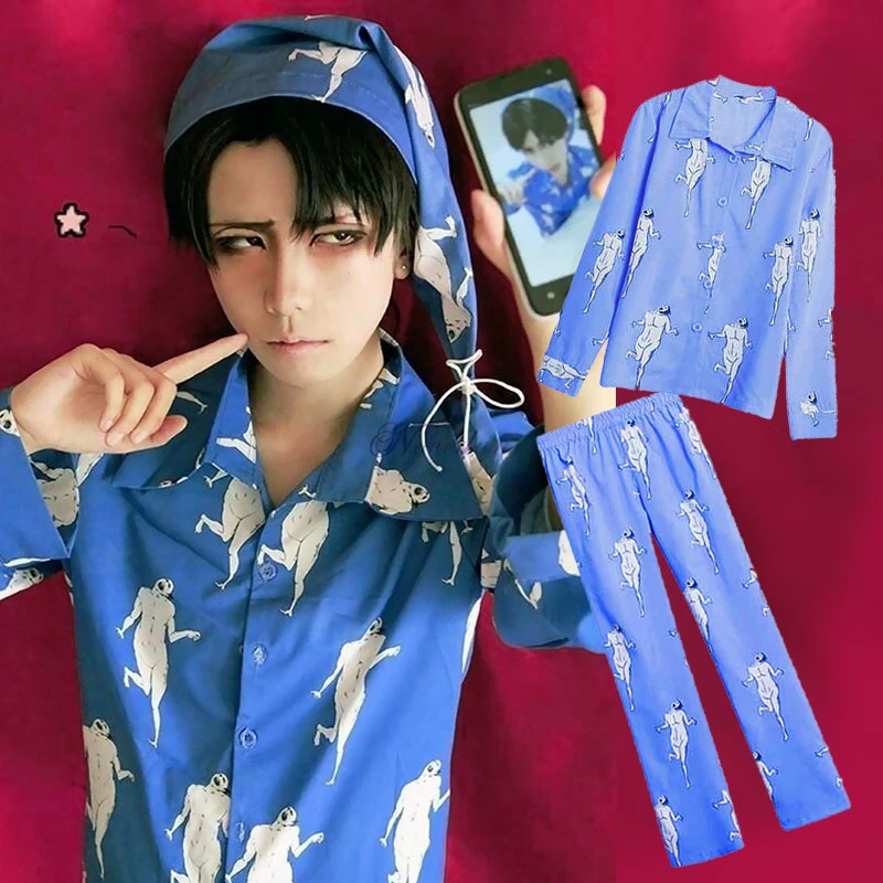 

Пижама Levi из аниме, одежда для сна, костюмы для косплея shкруги, костюмы для взрослых, пижамы, рубашка, штаны с шапочкой