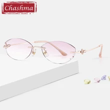 Luxurious Prescription Glasses for Women Rhinestone Gradient Colored Lenses Rimless Frame