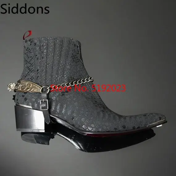Winter Pointed Toe Matin Shoe High Ankle Lace Up Boots for Men's Slip on Chain Zapatos De Hombre Fashion Shoes Men D47 Winter Pointed Toe Matin Shoe High Ankle Lace Up Boots for Men's Slip on Chain Zapatos De Hombre Fashion Shoes Men D47