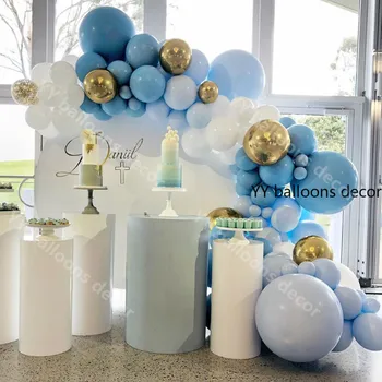 

124pcs Balloon Garland Kit Light Blue Blush Gold Balloon Arch Blush Pink Wedding Gold Bridal Baby Shower Balloon Decor