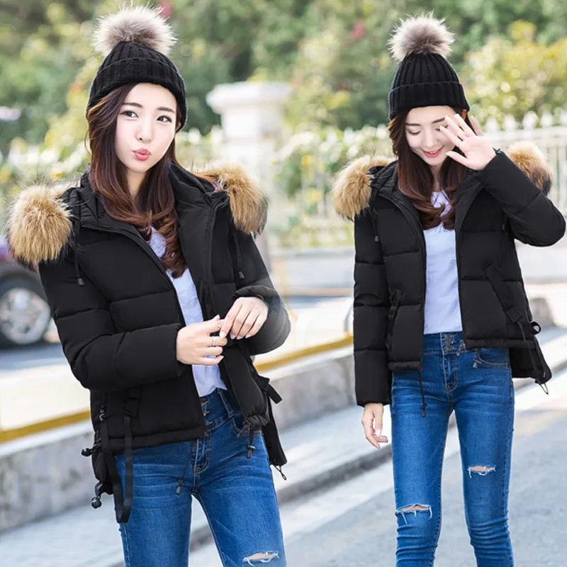 

2018 Autumn And Winter New Style Cotton-padded Clothes Women's Short Students Candy-Colored Fur Collar Slim Fit down Feather Cot
