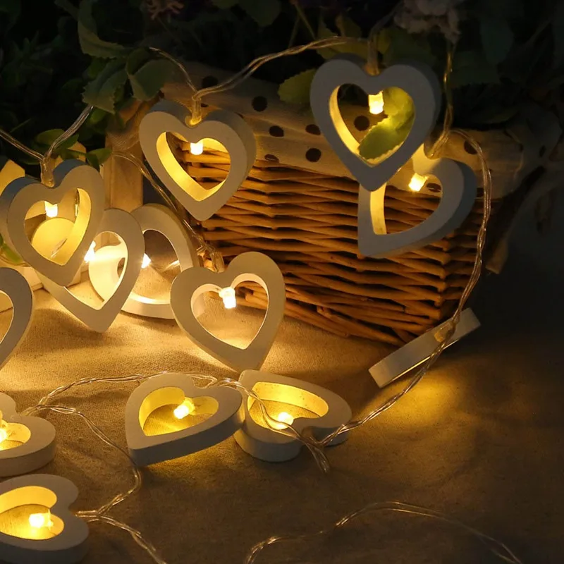 Светодиодный ночник, гирлянда, деревянная форма любви, ночник для дома, гирлянда с лампочками, свадьба, день рождения, внутренний наружный Декор