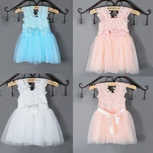 Милое милое платье с цветочным рисунком для маленьких девочек летнее платье для девочек платье принцессы для От 0 до 6 лет платье с цветочным рисунком для девочек Радужное платье для девочек