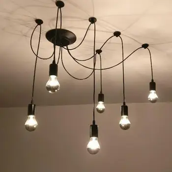 

6 Lamps Retro Ceiling Lamp Light Chandelier Loft Antique Adjustable 85V-260V