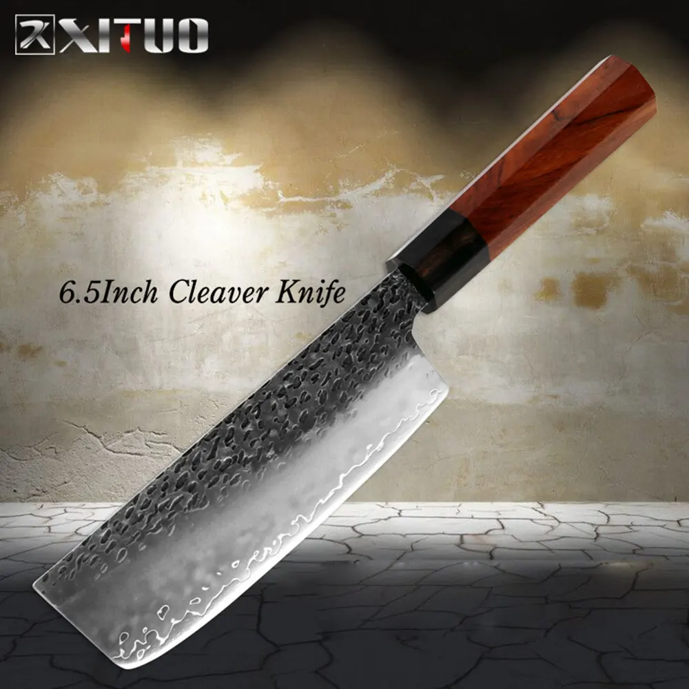 Cleaver Knife XITUO кухонный нож шеф-повара трехслойный композитный стальной ручной Кованый нож японский кухонный нож Кливер обвалочный нож для очистки овощей - Цвет: Cleaver Knife