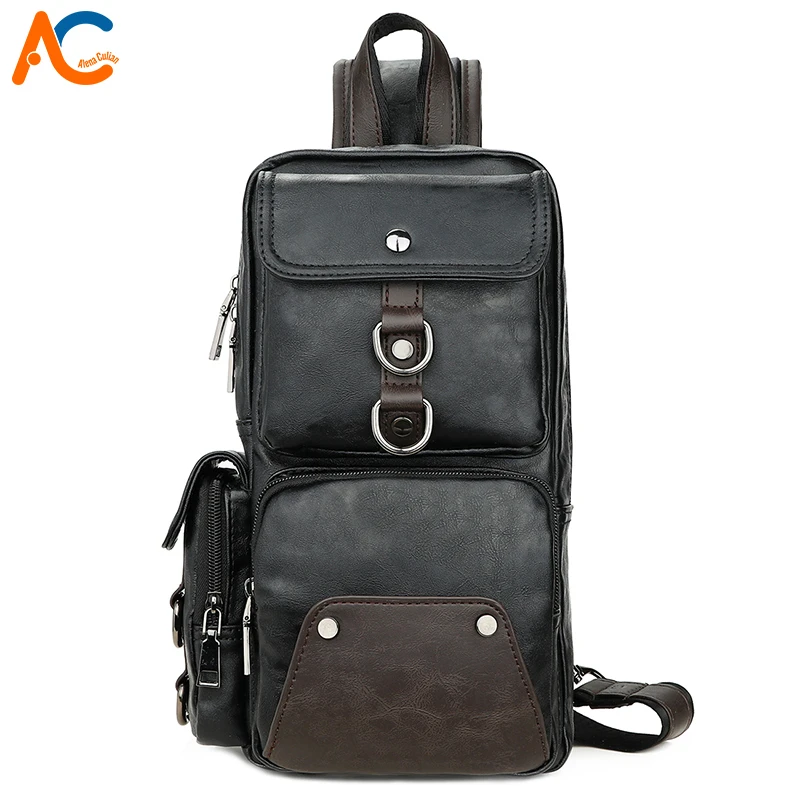 

ALENA CULIAN Big Capacity Leather Messenger Bag For Men Fashion Men's Travel Chest Bag Side Sling Shoulder Bag bolsos